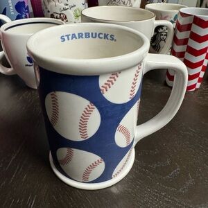 Starbucks Blue and White Baseball Mug